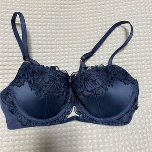Aerie Lightly Lined Balconette Satin Blue Lace Bra